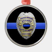 Thin Blue Line Ging Badge Metal Ornament (Voorkant)
