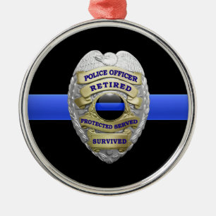 Thin Blue Line Ging Badge Metal Ornament