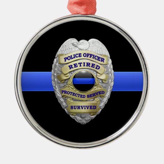 Thin Blue Line Ging Badge Metal Ornament (Voorkant)