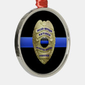 Thin Blue Line Ging Badge Metal Ornament (Rechts)