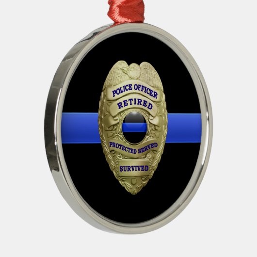 Thin Blue Line Ging Badge Metal Ornament (Rechts)