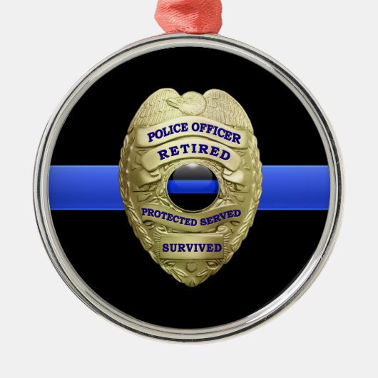 Thin Blue Line Ging Badge Metal Ornament (Voorkant)