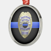 Thin Blue Line Ging Badge Metal Ornament (Links)