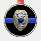 Thin Blue Line Ging Badge Metal Ornament (Voorkant)