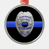 Thin Blue Line Ging Badge Metal Ornament (Voorkant)