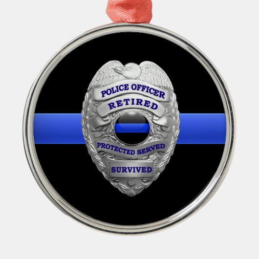 Thin Blue Line Ging Badge Metal Ornament (Voorkant)