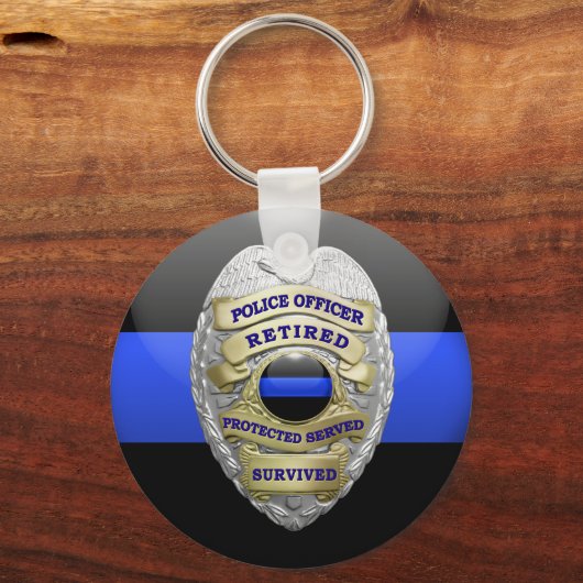 Thin Blue Line Ging Badge Sleutelhanger (Voorkant)