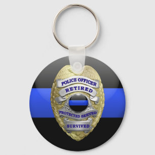 Thin Blue Line Ging Badge Sleutelhanger