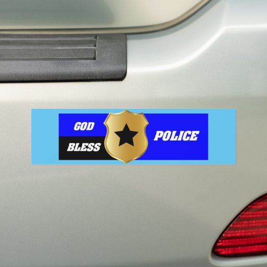 Thin Blue Line, God Bless Police Bumpersticker (Op auto)