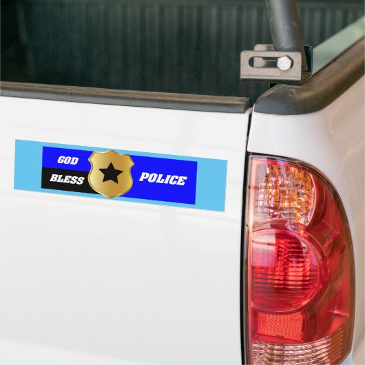 Thin Blue Line, God Bless Police Bumpersticker (Op Truck)