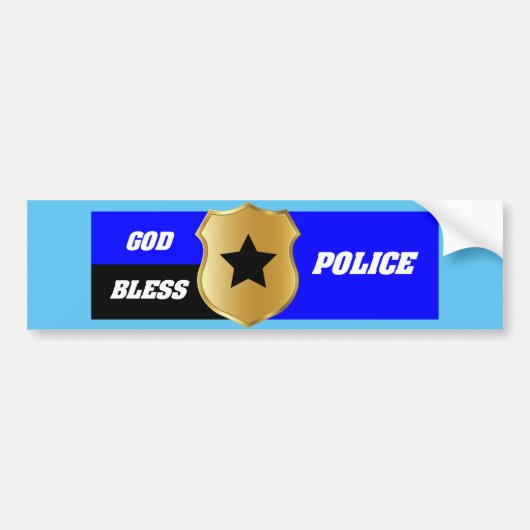 Thin Blue Line, God Bless Police Bumpersticker (Voorkant)