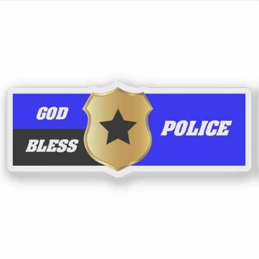 Thin Blue Line, God Bless Police Sticker (Voorkant)