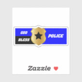Thin Blue Line, God Bless Police Sticker (Vel)