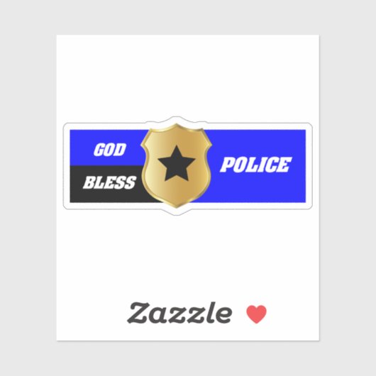 Thin Blue Line, God Bless Police Sticker (Vel)