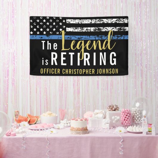Thin Blue Line Gold Police Retirement Party Spandoek (Feest)