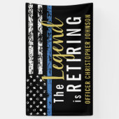 Thin Blue Line Gold Police Retirement Party Spandoek (Verticaal)