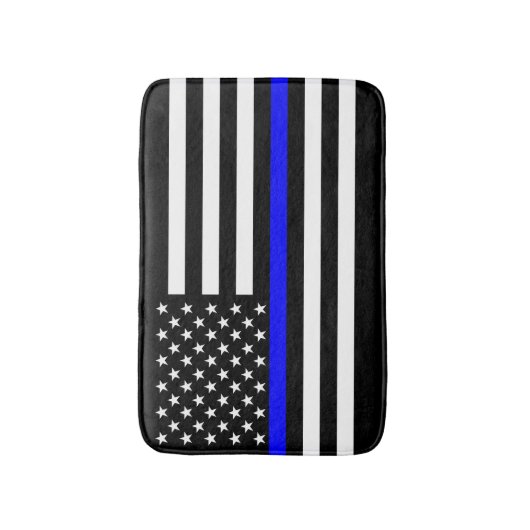 Thin Blue Line Graphic op Amerikaanse vlag Badmat (Voorkant Verticaal)