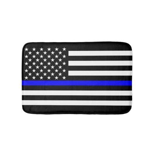 Thin Blue Line Graphic op Amerikaanse vlag Badmat (Voorkant)