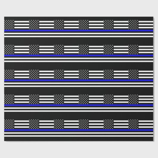 Thin Blue Line Graphic op Amerikaanse vlag Cadeaupapier (Vlak)