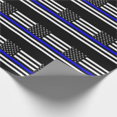Thin Blue Line Graphic op Amerikaanse vlag Cadeaupapier (Hoek)