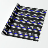 Thin Blue Line Graphic op Amerikaanse vlag Cadeaupapier (Uitgerold)