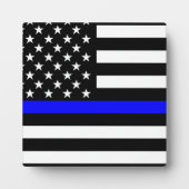 Thin Blue Line Graphic op Amerikaanse vlag Fotoplaat (Voorkant)