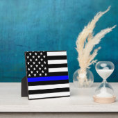 Thin Blue Line Graphic op Amerikaanse vlag Fotoplaat (Insitu)