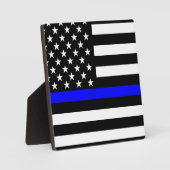 Thin Blue Line Graphic op Amerikaanse vlag Fotoplaat (Voorkant)