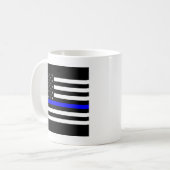 Thin Blue Line Graphic op Amerikaanse vlag Koffiemok (Voorkant links)