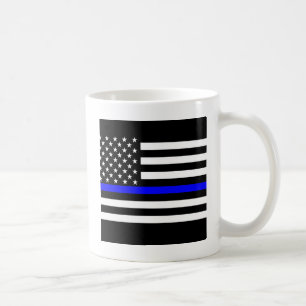 Thin Blue Line Graphic op Amerikaanse vlag Koffiemok