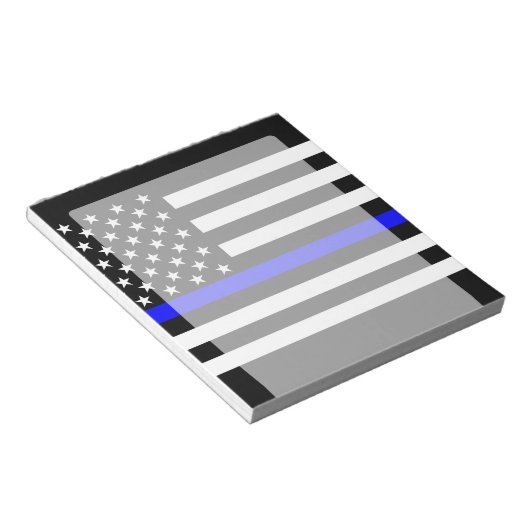 Thin Blue Line Graphic op Amerikaanse vlag Notitieblok (Schuin)