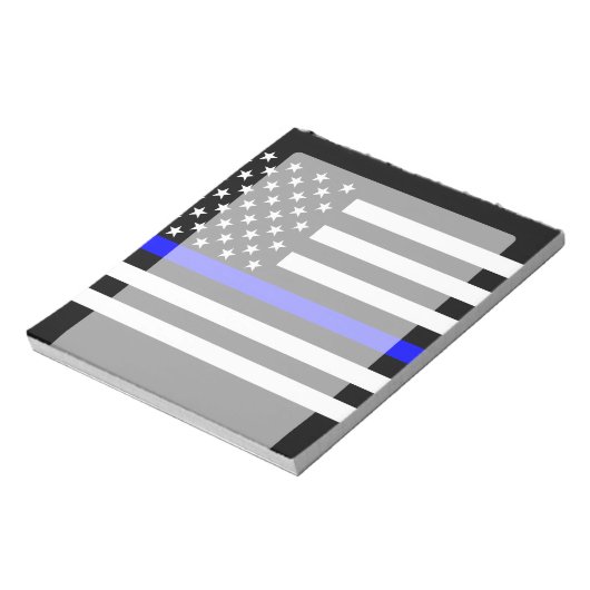 Thin Blue Line Graphic op Amerikaanse vlag Notitieblok (Linkerzijde)