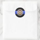 Thin Blue Line Greater Love Badge Classic Round St Ronde Sticker (Tas)