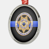 Thin Blue Line Greater Love Badge Metalen Ornament (Links)