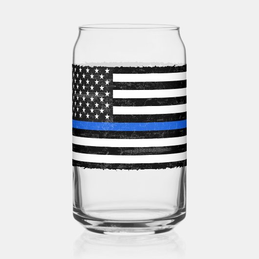 Thin Blue Line Grungy American Flag Blikvorm Glas (Voorkant)