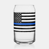 Thin Blue Line Grungy American Flag Blikvorm Glas (Achterkant)