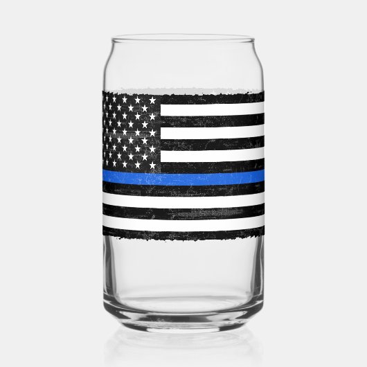 Thin Blue Line Grungy American Flag Blikvorm Glas (Achterkant)