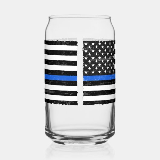 Thin Blue Line Grungy American Flag Blikvorm Glas (Rechts)