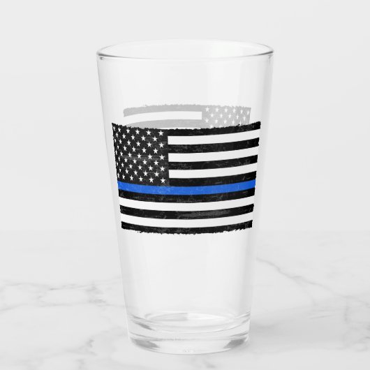 Thin Blue Line Grungy American Flag Glas (Achterkant)