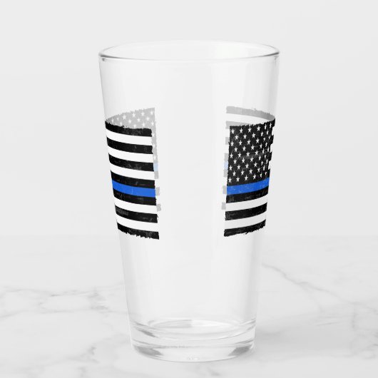 Thin Blue Line Grungy American Flag Glas (Links)