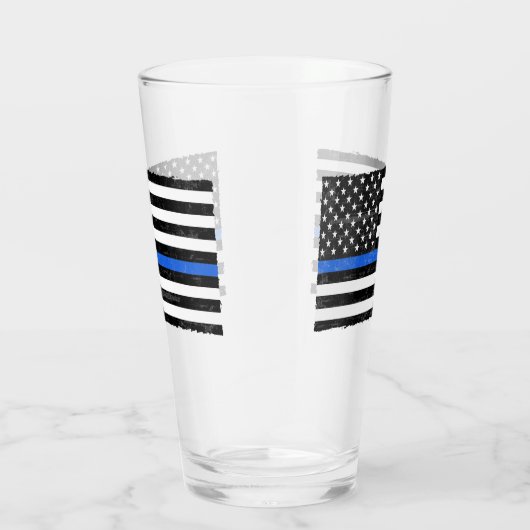 Thin Blue Line Grungy American Flag Glas (Rechts)