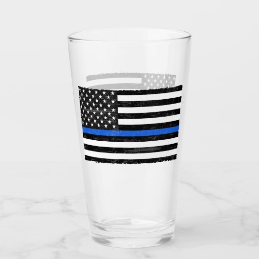Thin Blue Line Grungy American Flag Glas (Voorkant)