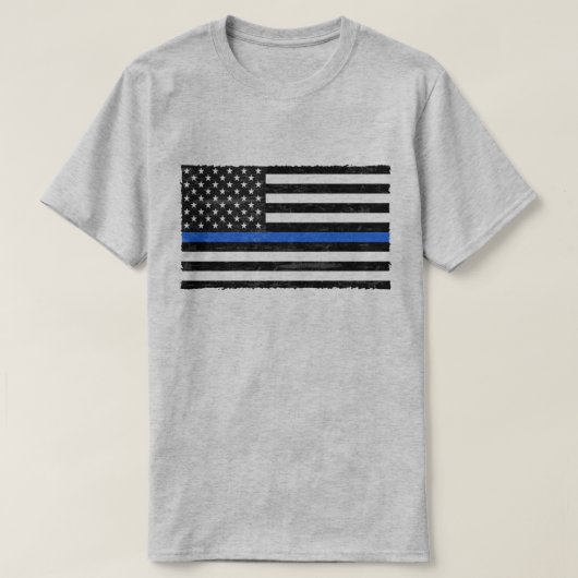 Thin Blue Line Grungy American Flag T-shirt (Design voorkant)