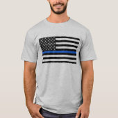 Thin Blue Line Grungy American Flag T-shirt (Voorkant)
