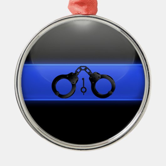 Thin Blue Line Handboffs en Key Metalen Ornament (Voorkant)