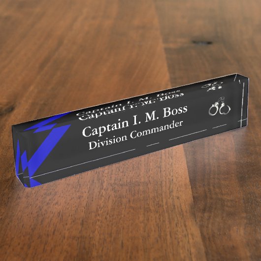 Thin Blue Line - Handbofjes naamplaat Naambordje (Zijkant)