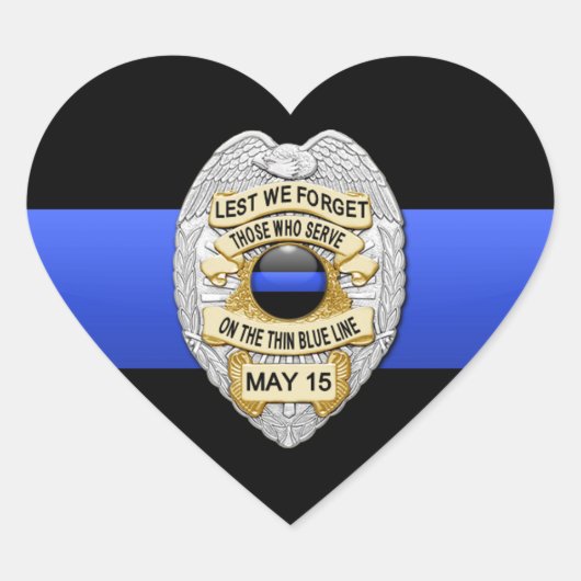 Thin Blue Line Hart Sticker (Voorkant)