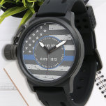 Thin Blue Line Hartelijk dank voor de politie van  Horloge<br><div class="desc">U kunt uw waardering uitspreken voor een uitstekende politieagent met deze Thin Blue Line Dank u dat de politie Pocket Watch - Amerikaans vlagontwerp in de kleuren van de vlag van de politie, het noodlijdende ontwerp. Ideaal voor serviceprijzen en Pensioneringscadeaus van de politie. Personaliseer met naam, jaren van de dienst...</div>