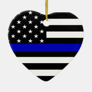 Thin Blue Line Heart Ornament