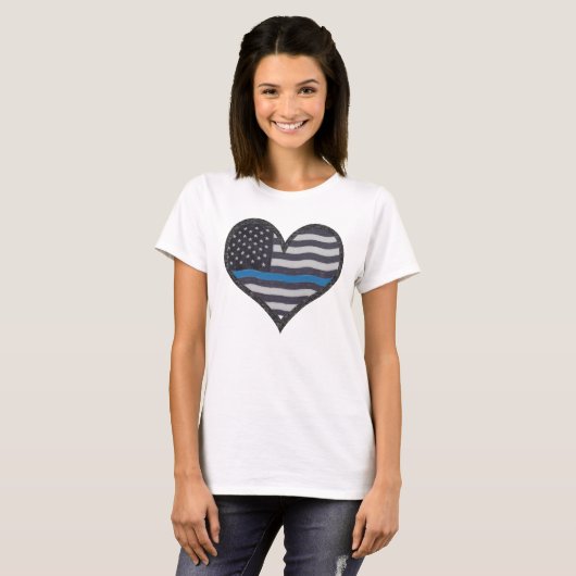 Thin Blue Line Heart T-shirt (Voorkant volledig)